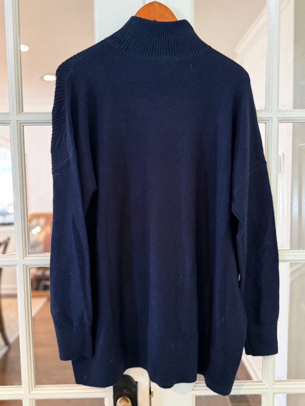 Loft oversized cable knit sweater M Navy Blue - Picture 3 of 3